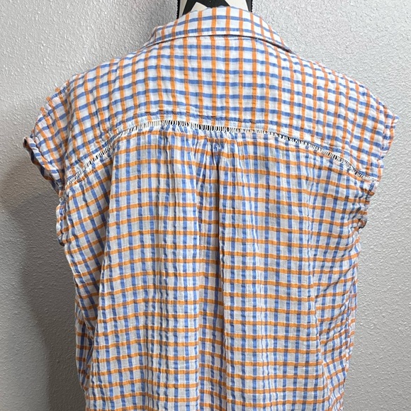 Pilcro and The Letterpress The Serena Surf Plaid Button Down Front Top - Picture 7 of 14